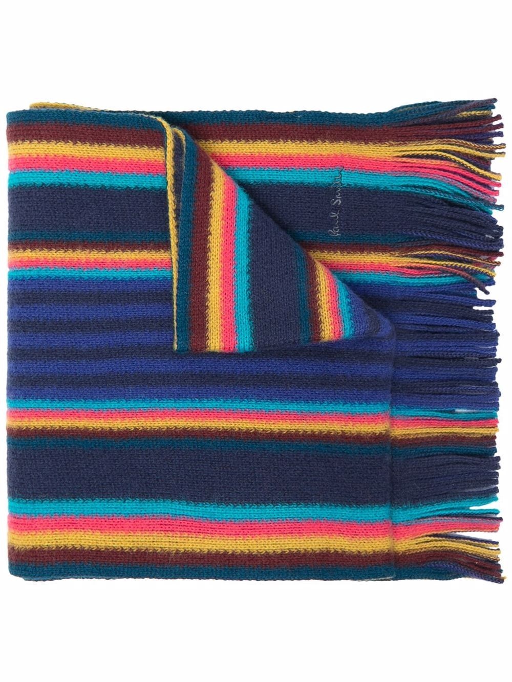 bright stripe print wool scarf - 1