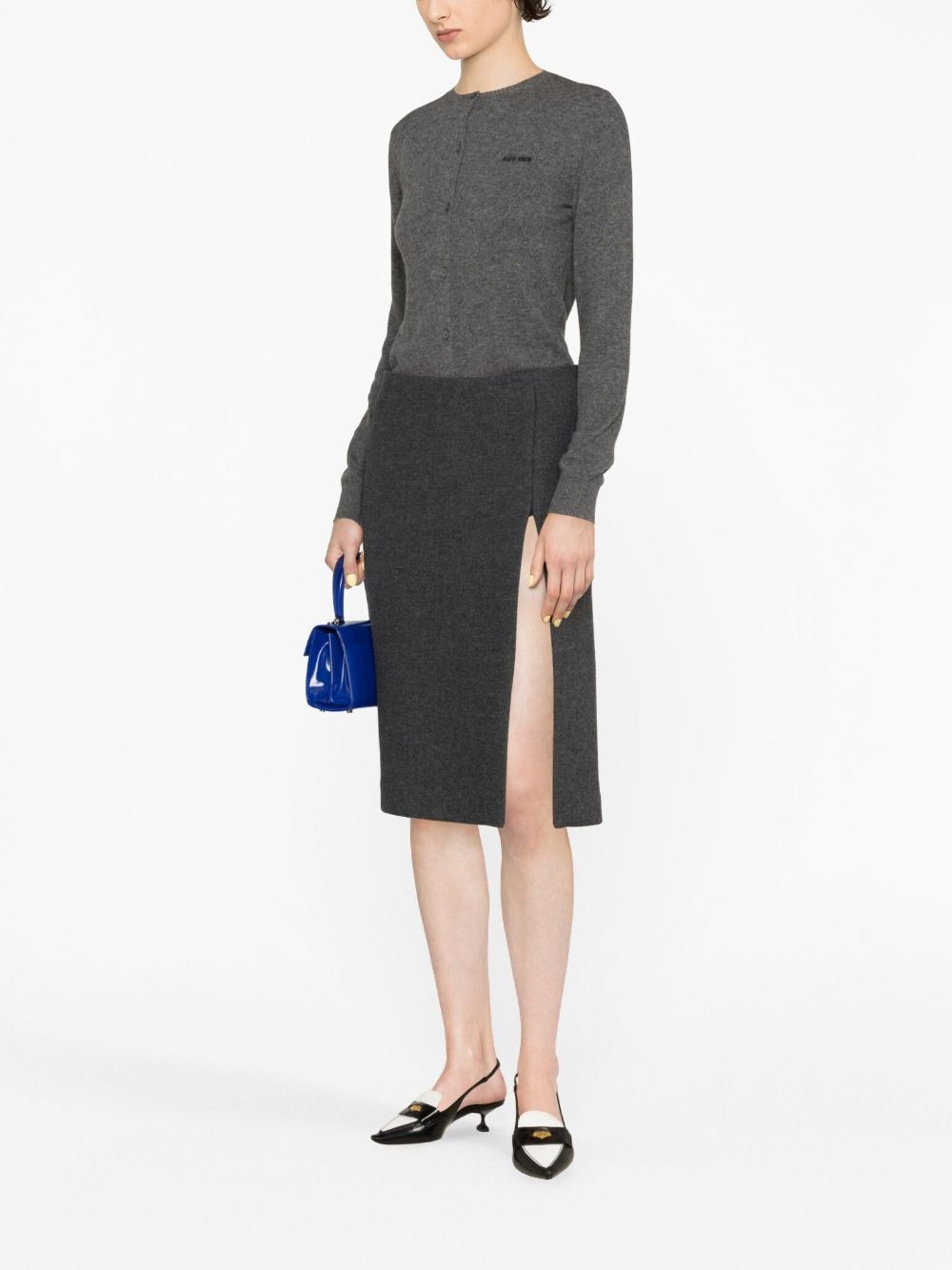 logo-intarsia fine-knit cardigan - 3