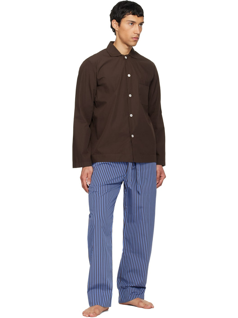 TEKLA Brown & Blue Poplin Pyjama Pants outlook