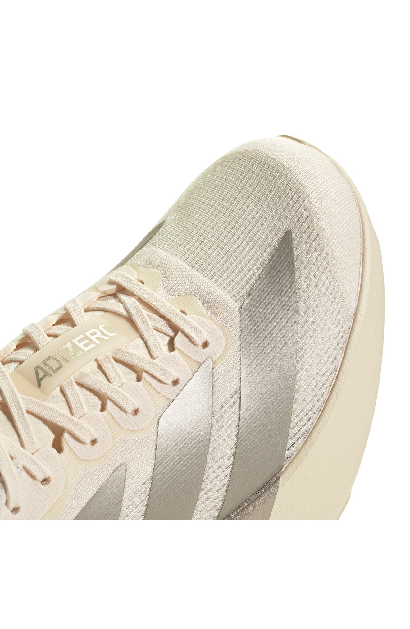 adidas Adizero Evo SL Running Shoe in White/Cyber Metallic/Vanilla at Nordstrom - 8