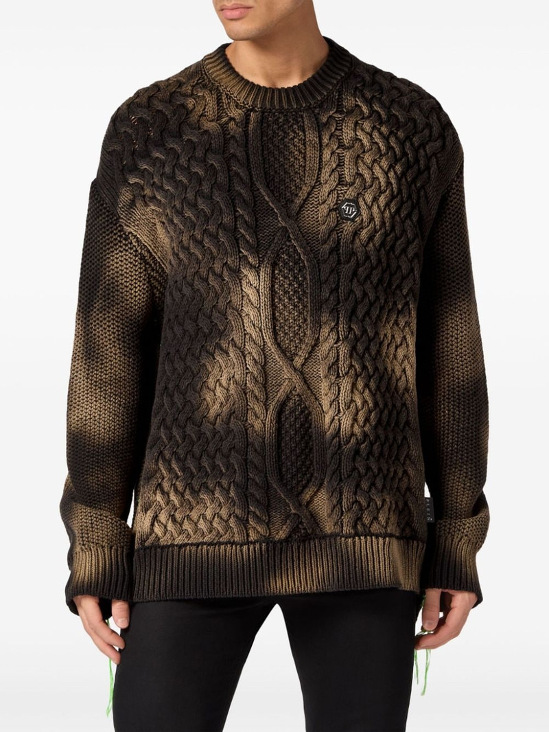 PHILIPP PLEIN Smile-embroidered tie-dye jumper outlook