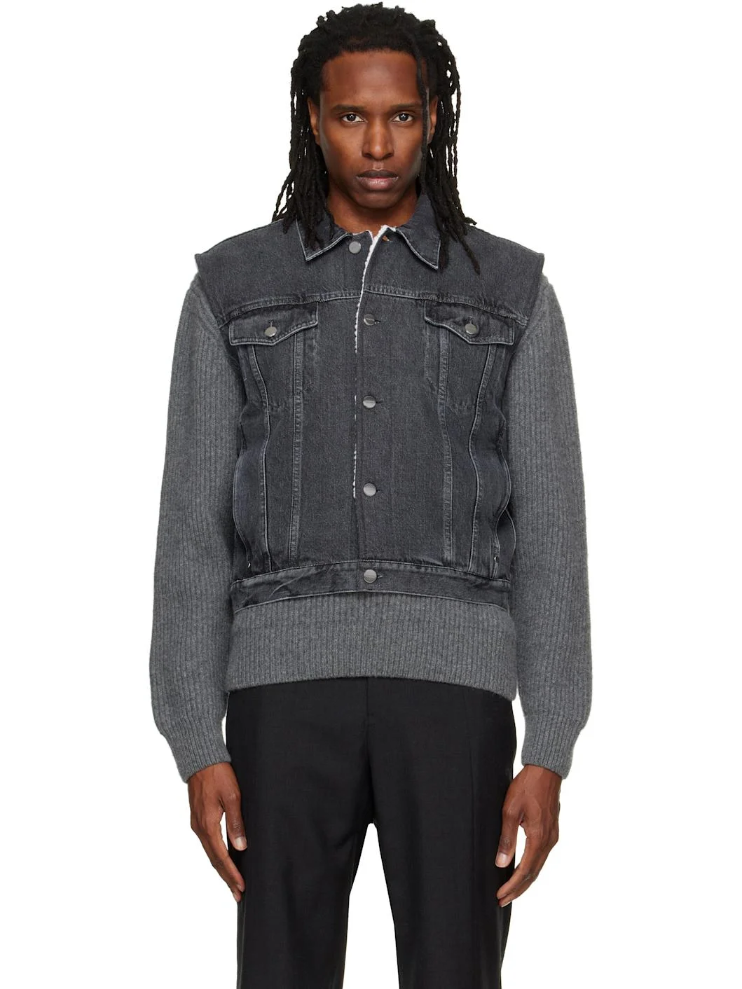Gray Lightweight Denim Vest - 1