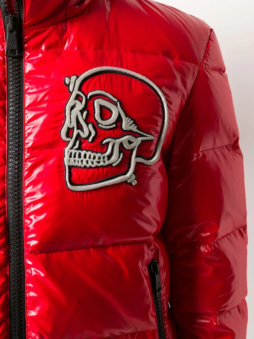 embroidered-skull puffer jacket - 5