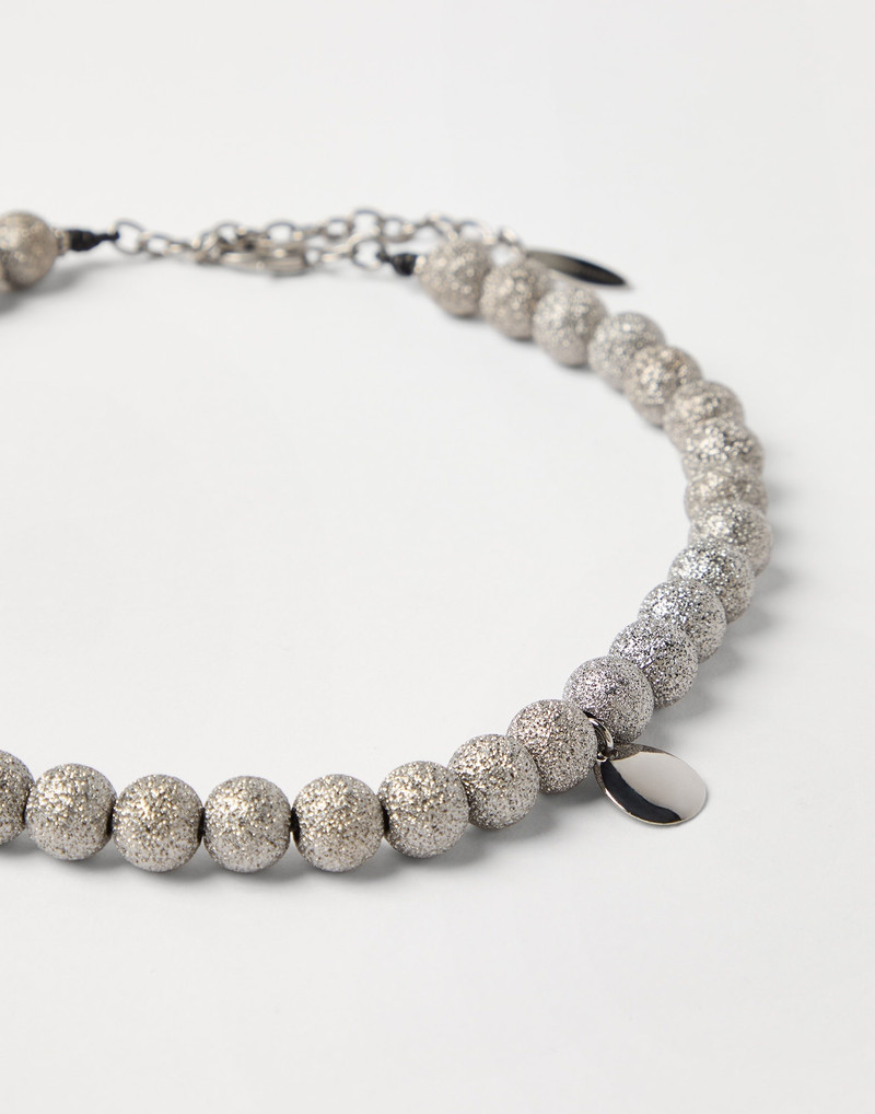 Brunello Cucinelli Shimmer bead necklace in Sterling Silver outlook