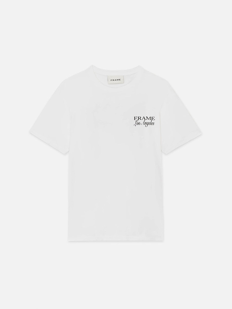 FRAME LA Double Logo Tee in White 1
