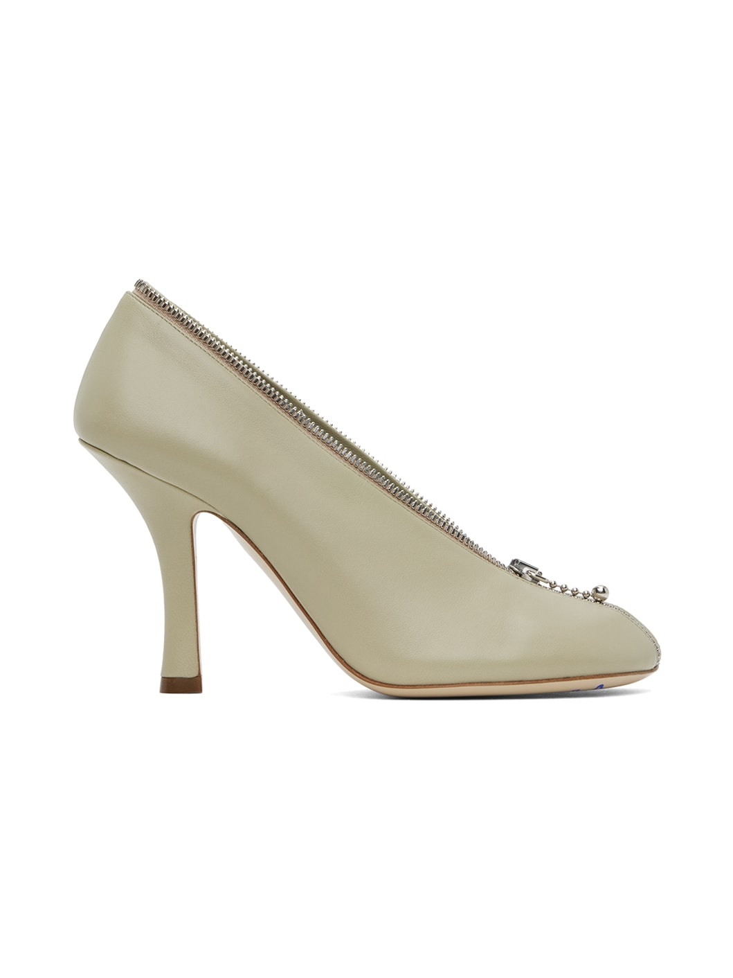 Khaki Leather Baby Zip Heels - 1
