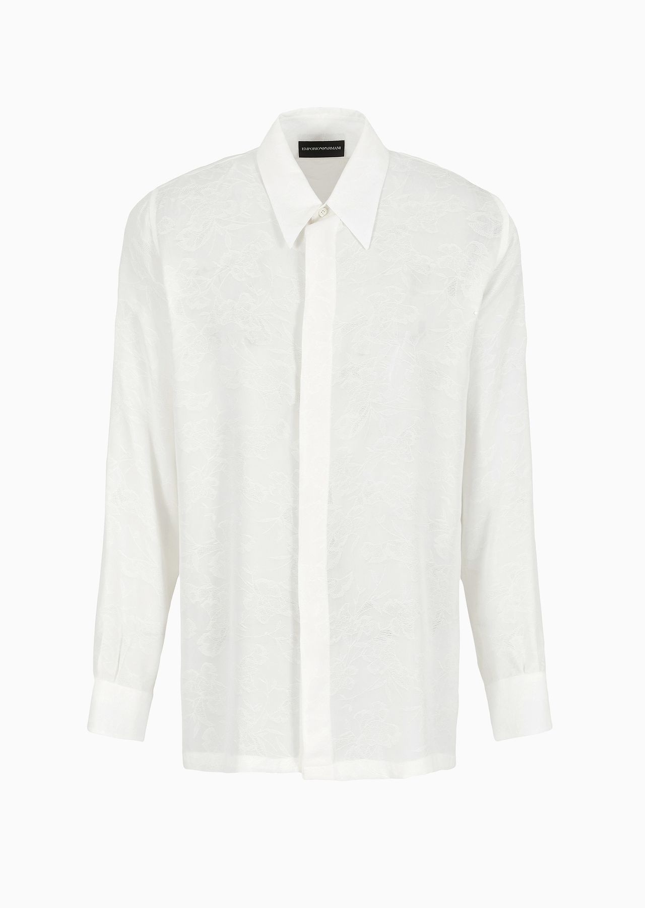 Viscose shirt with jacquard floral motif - 1