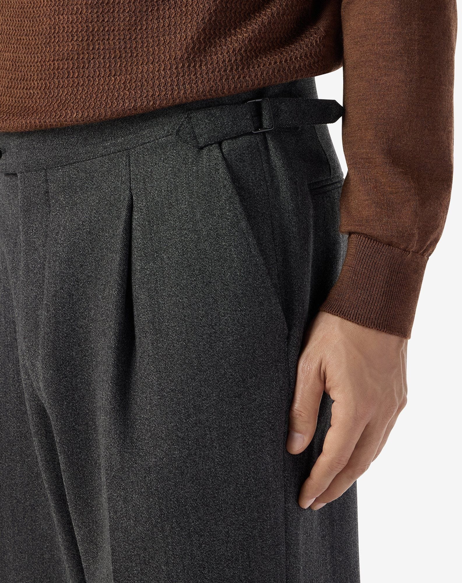Grey wool and cotton trousers - 5