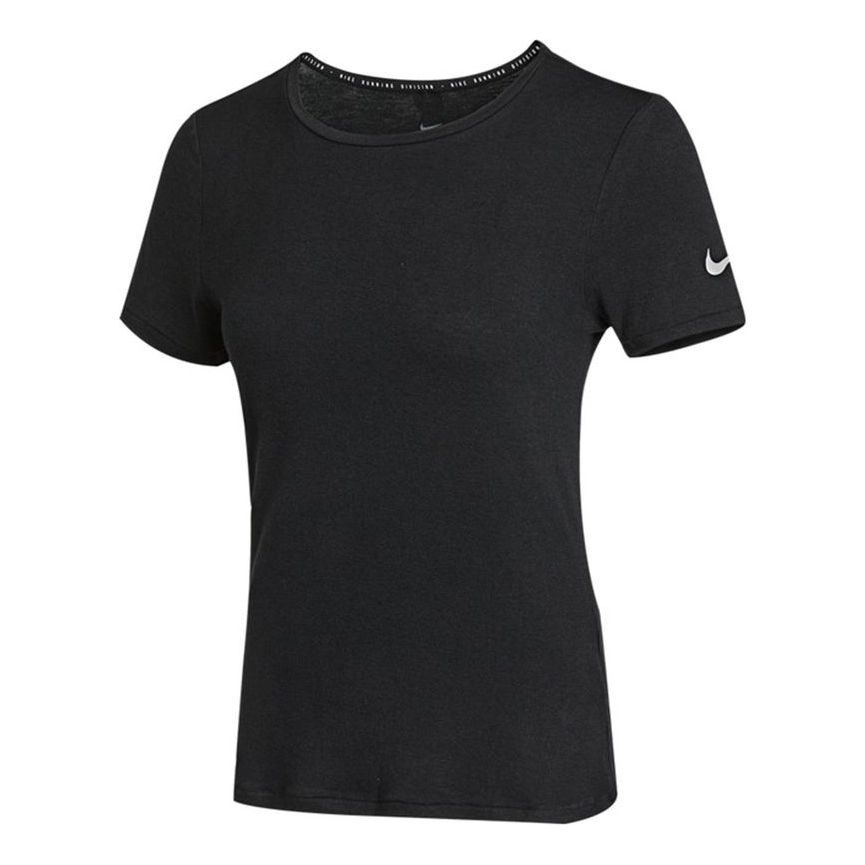 (WMNS) Nike Logo PrintTraining Sports Crewneck Short Sleeve T-Shirt Black DJ8519-010 - 1