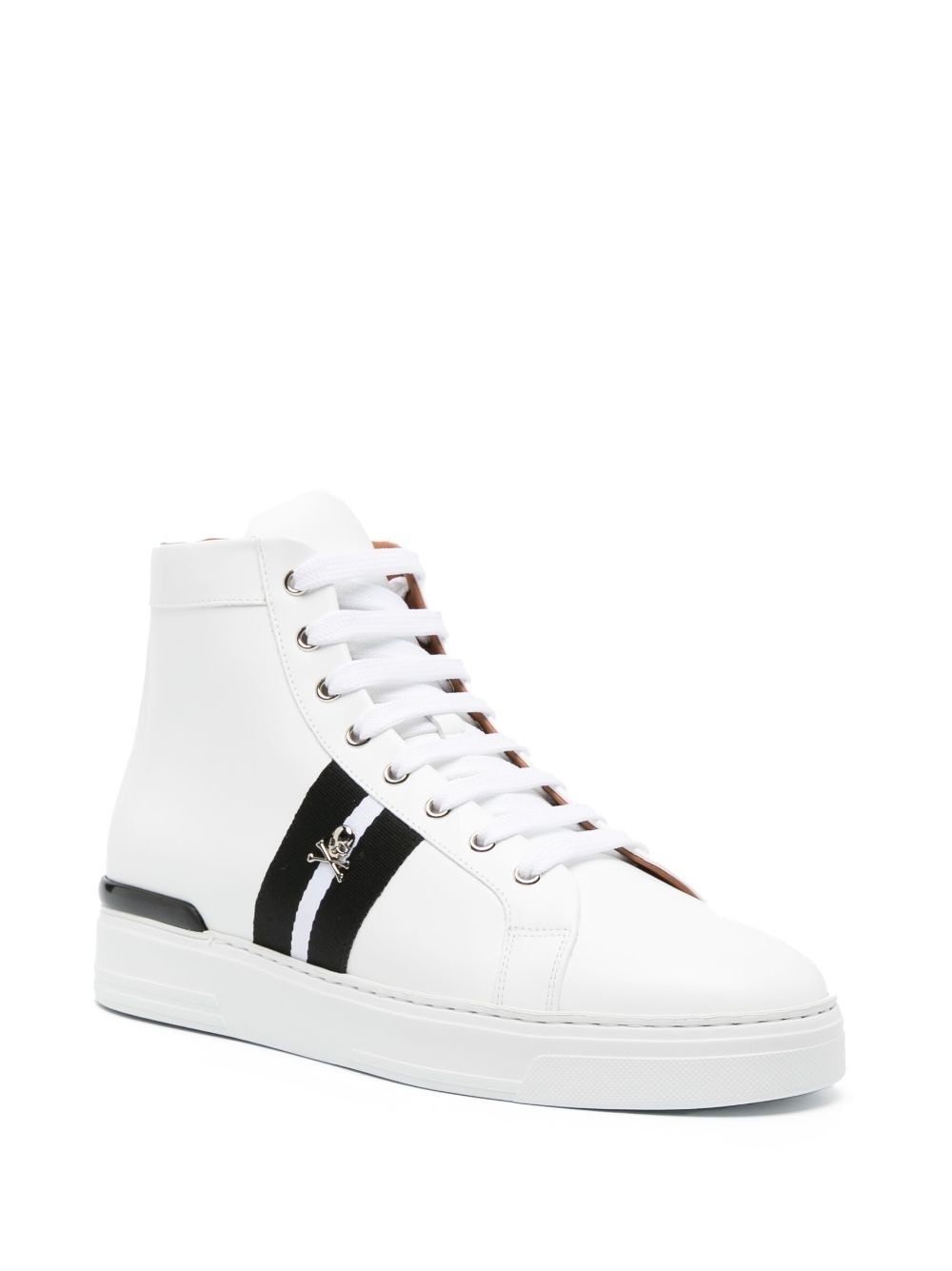 skull-charm leather sneakers - 2