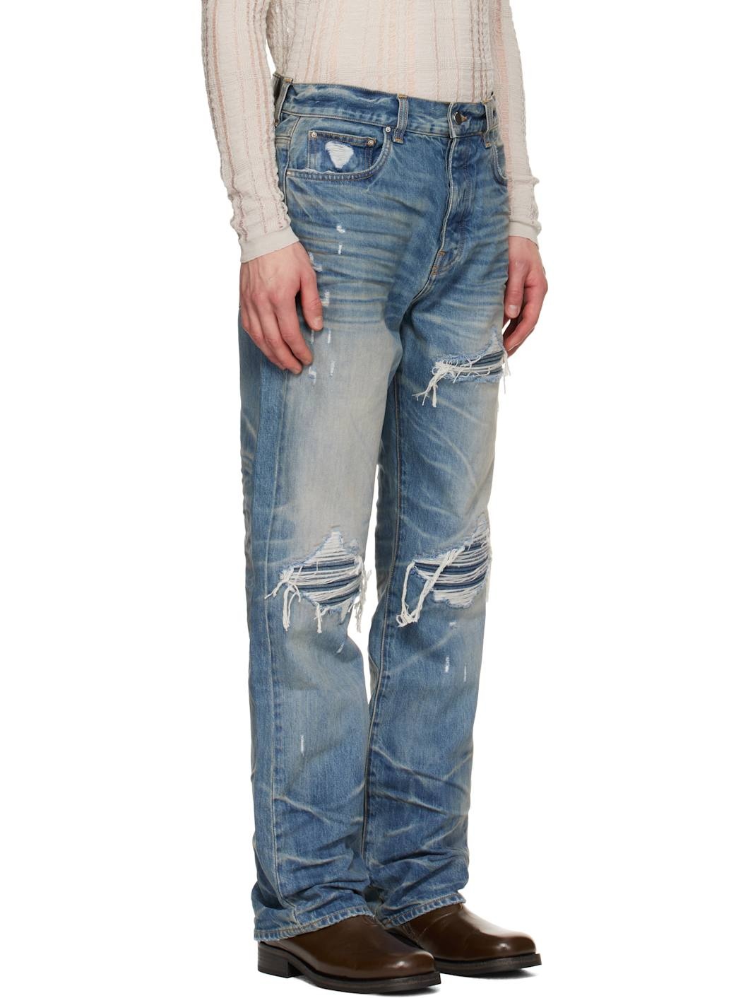 Blue Pleated Denim Straight MX1 Jeans - 2