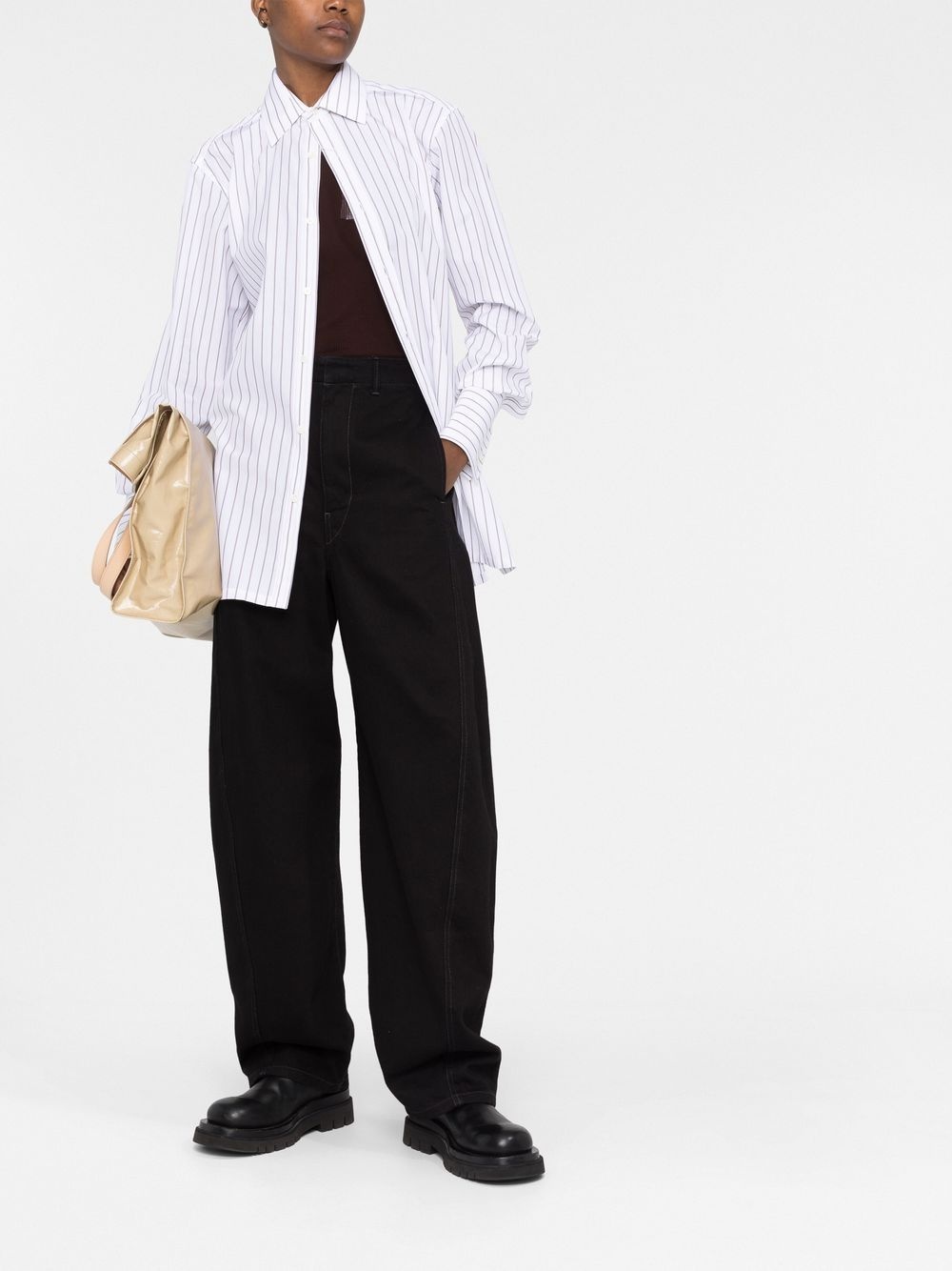 long-sleeve pinstripe-pattern shirt - 2