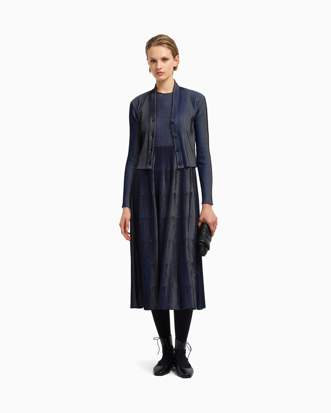 PLATED-EFFECT KFB FABRIC CARDIGAN - 2