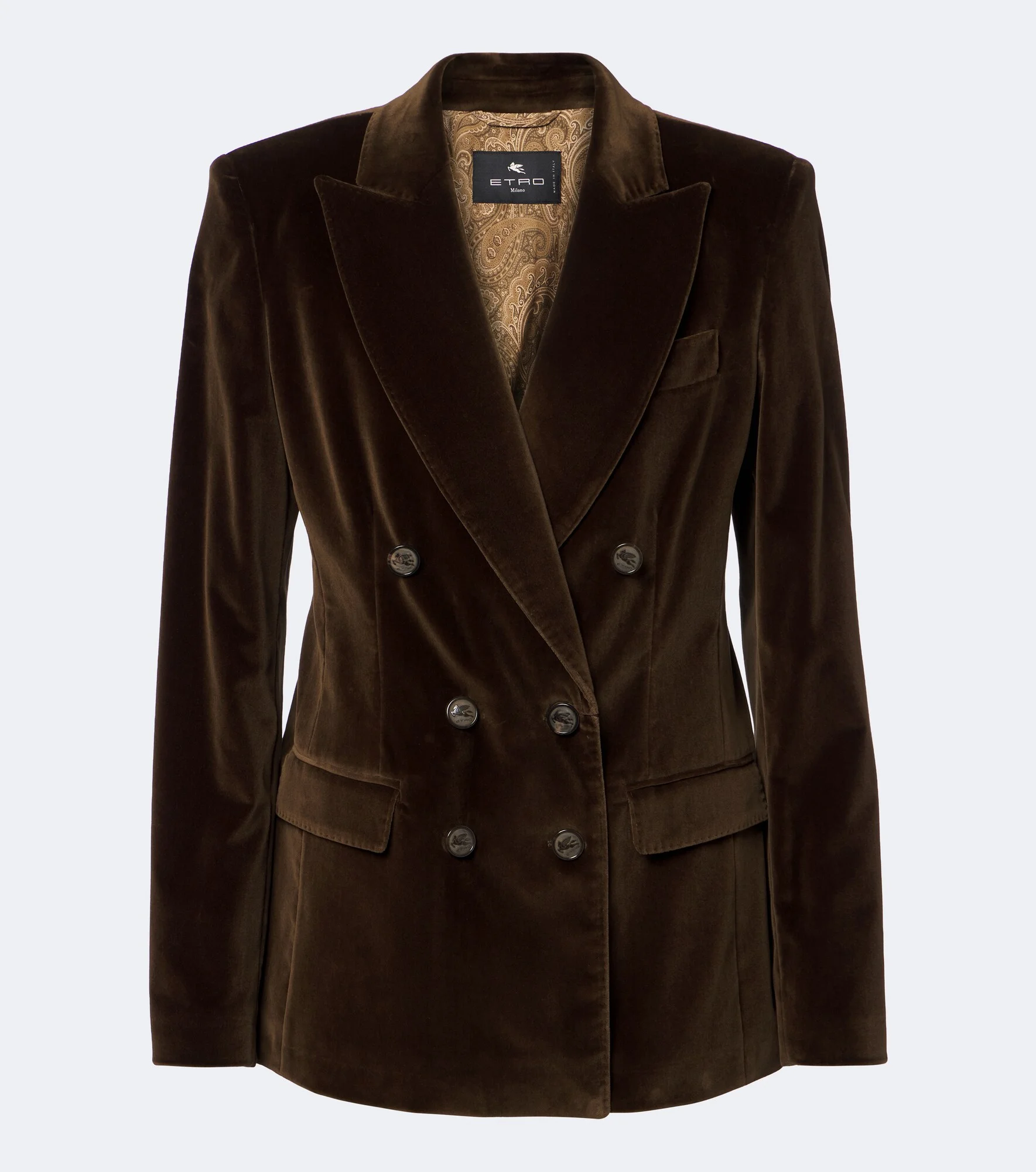 Double-breasted cotton velvet blazer - 1