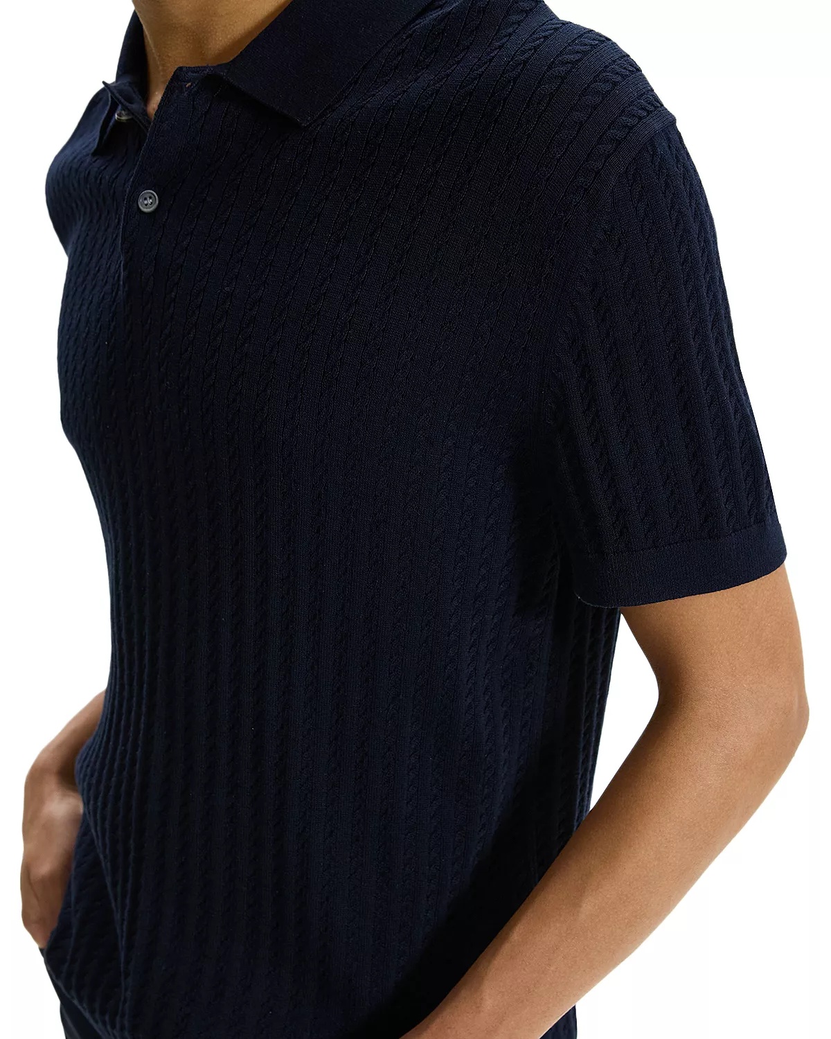 Short Sleeve Cable Polo - 3