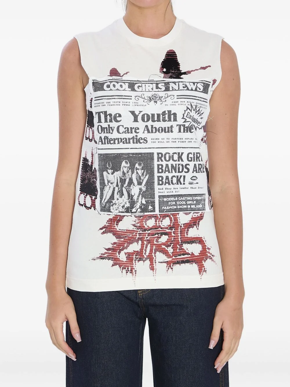 printed sleeveless top - 1