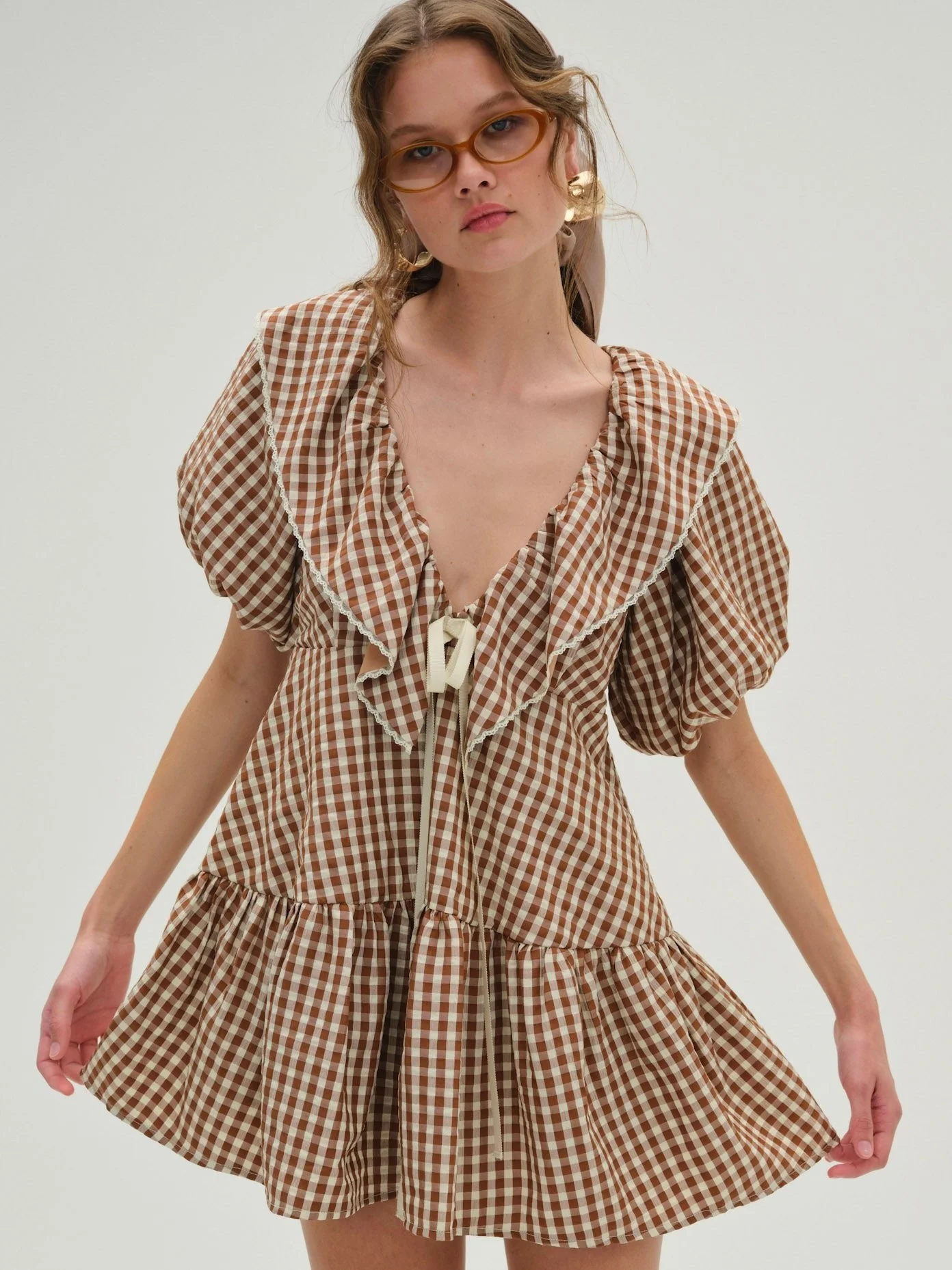 Gingerbread Gingham Mini Dress - 1