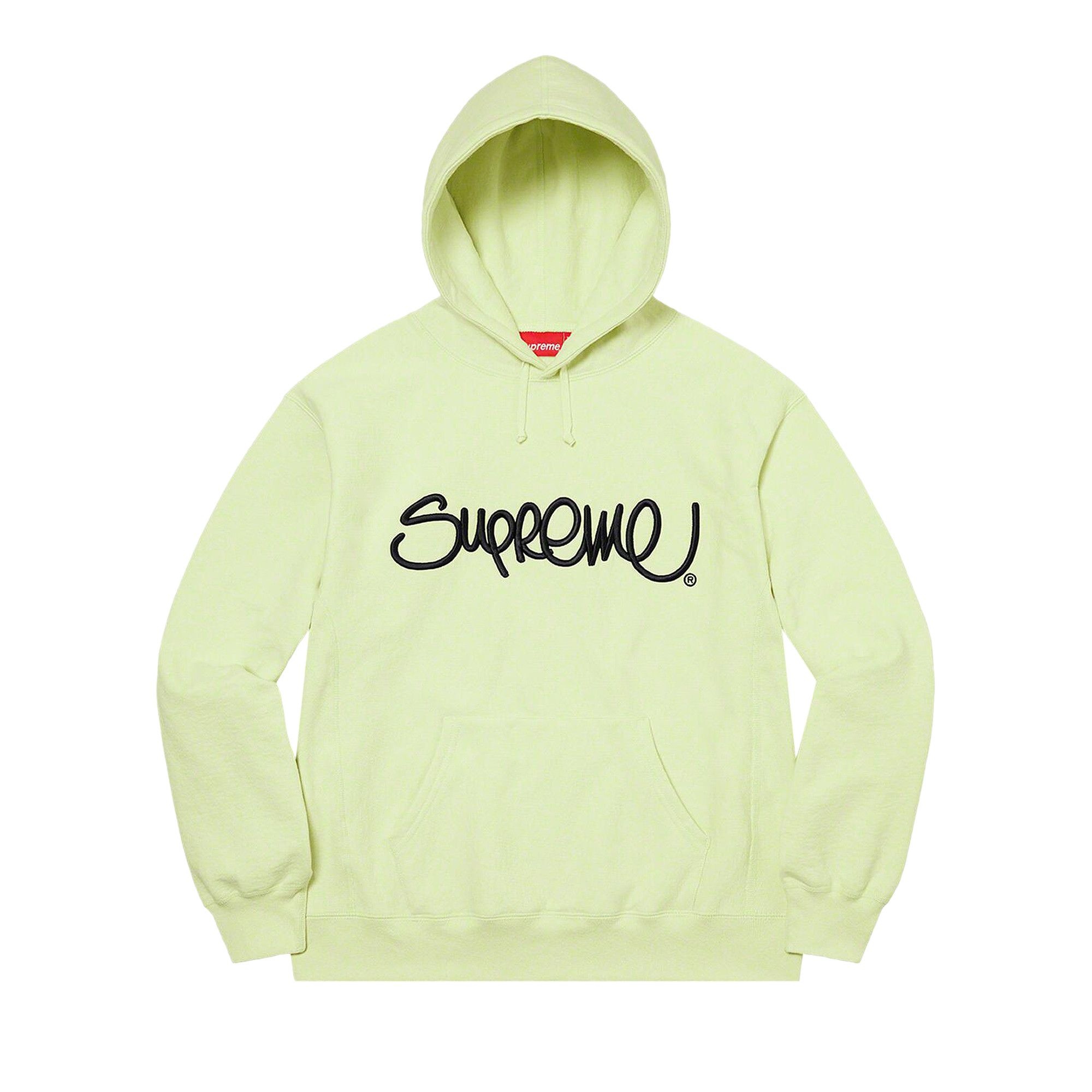 Supreme Raised Handstyle Hooded Sweatshirt 'Pale Green' - 1