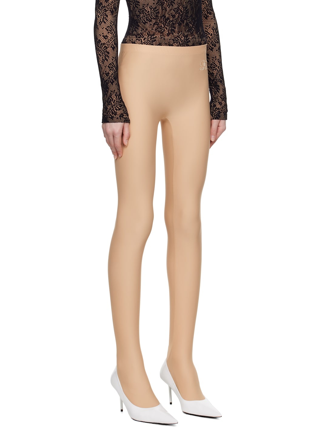 Beige Recycled Nylon Leggings - 2