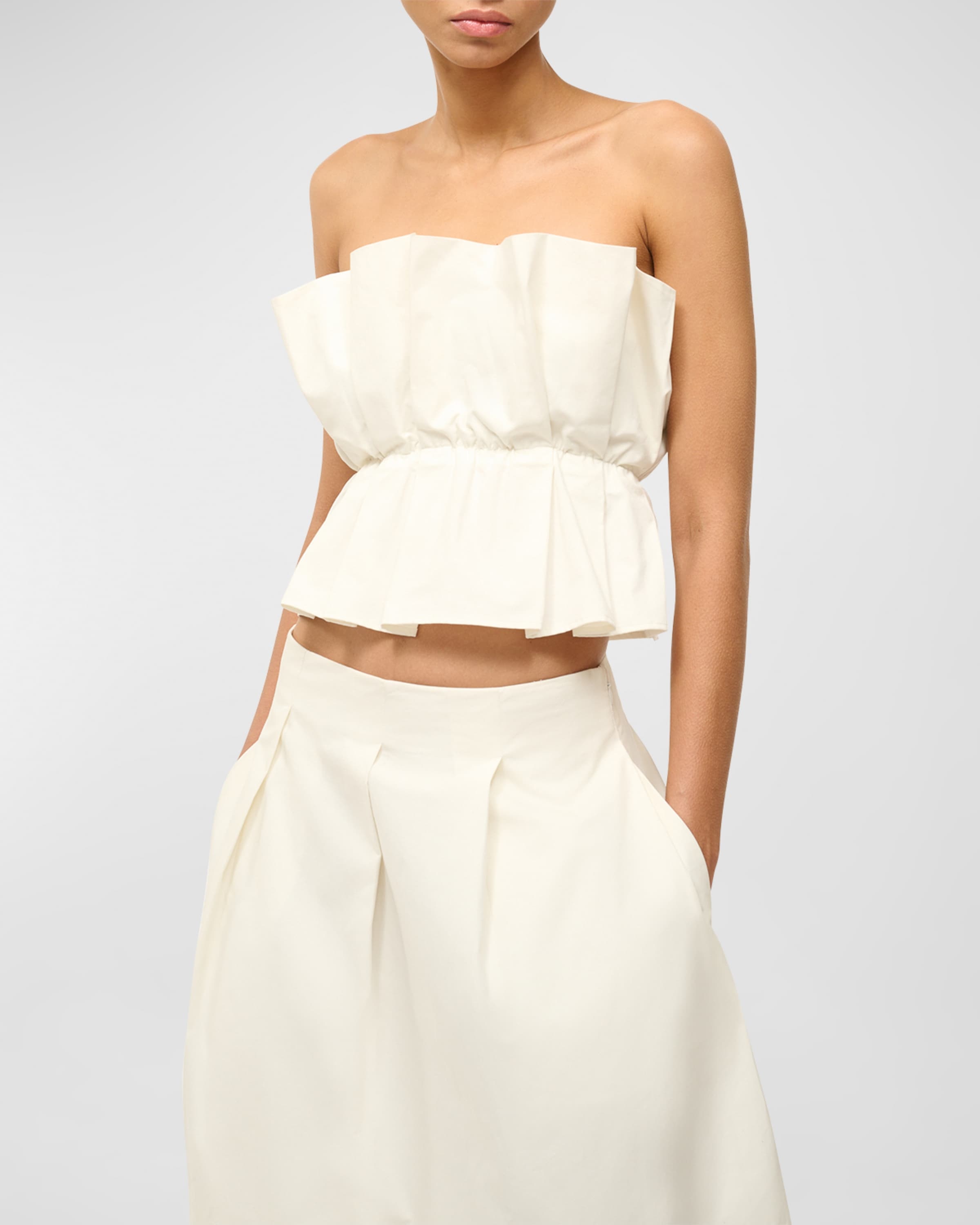 Dover Strapless Pleated Cotton Top - 1