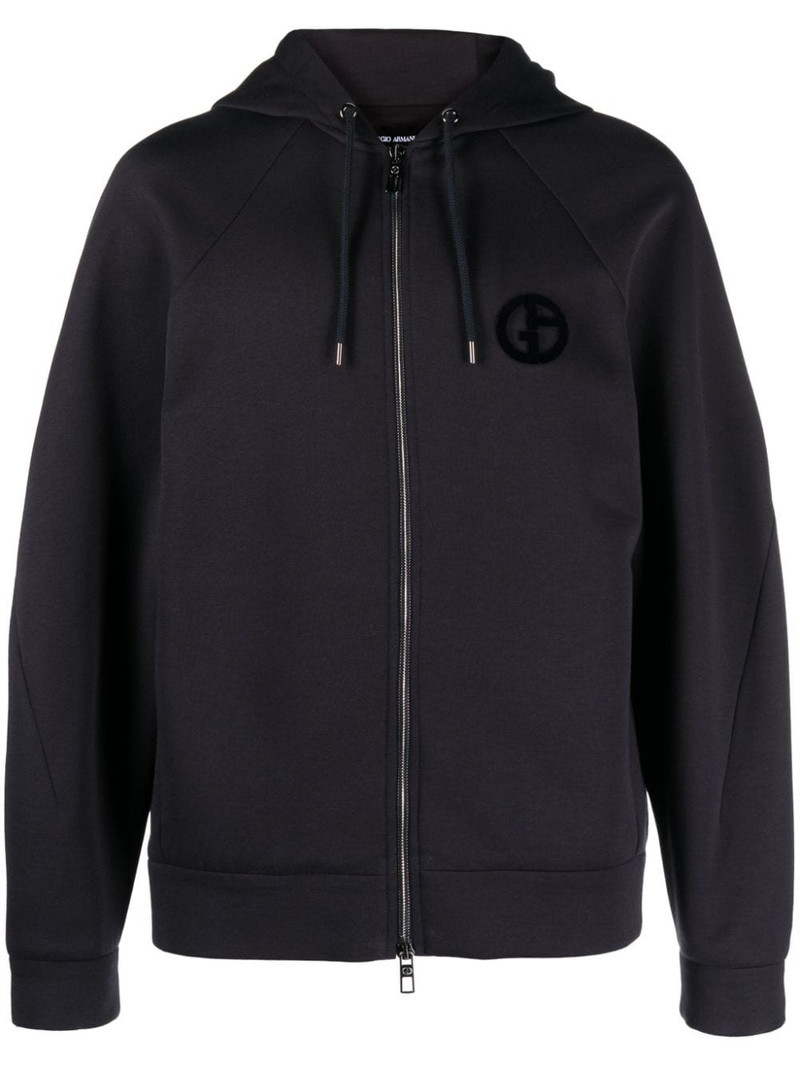 logo-embroidered zip-up hoodie 1