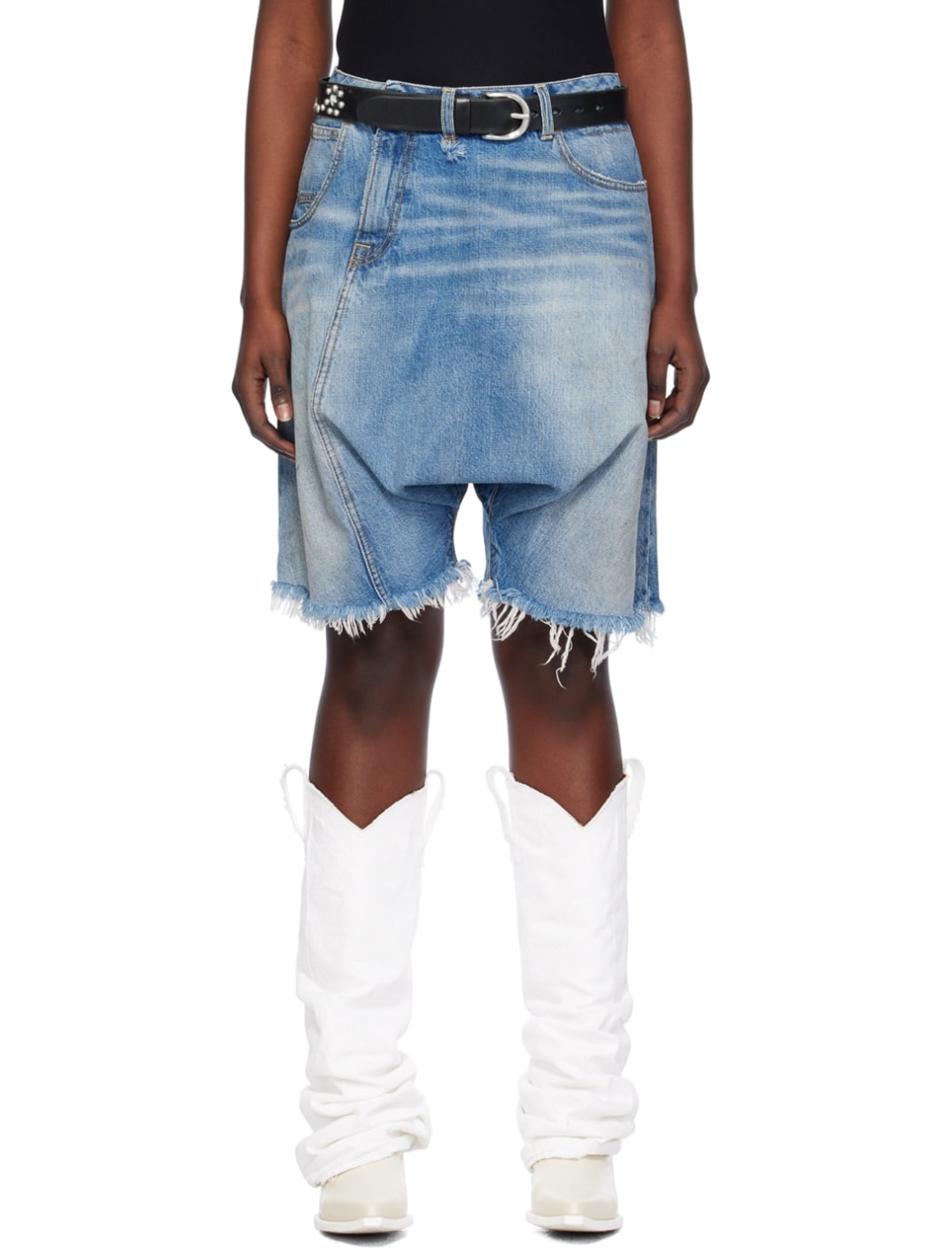 SSENSE Exclusive Blue Twister Denim Shorts - 1