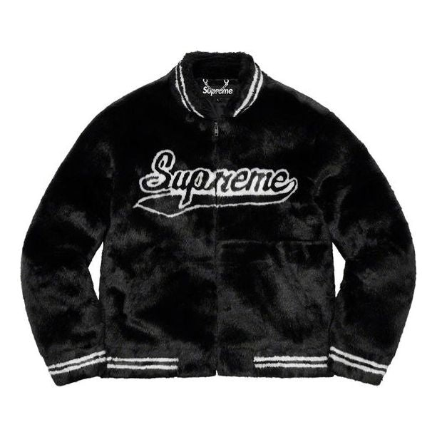 Supreme Faux Fur Varsity Jacket 'Black White' SUP-SS20-024 - 1