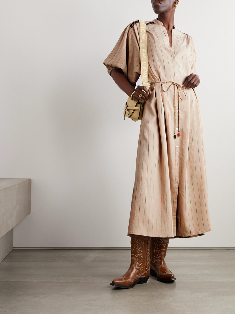 FORTELA Belted Appliquéd Embroidered Woven Midi Dress outlook