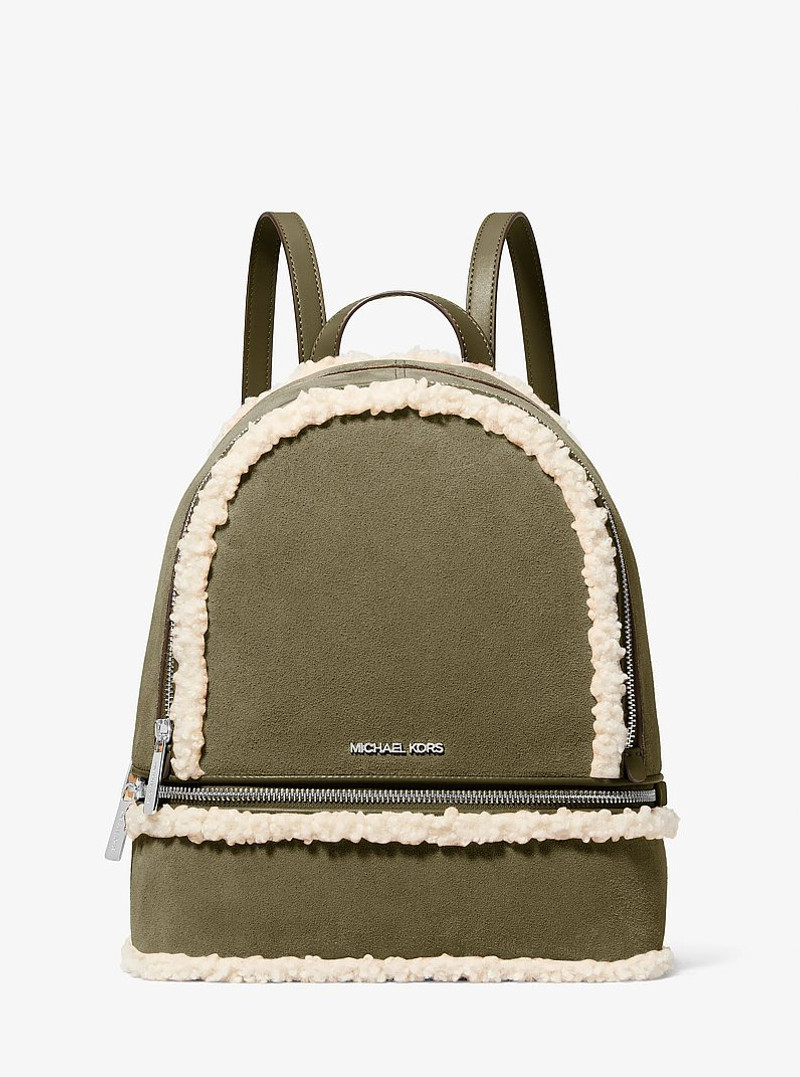 Rhea Medium Suede and Faux Shearling Backpack 1