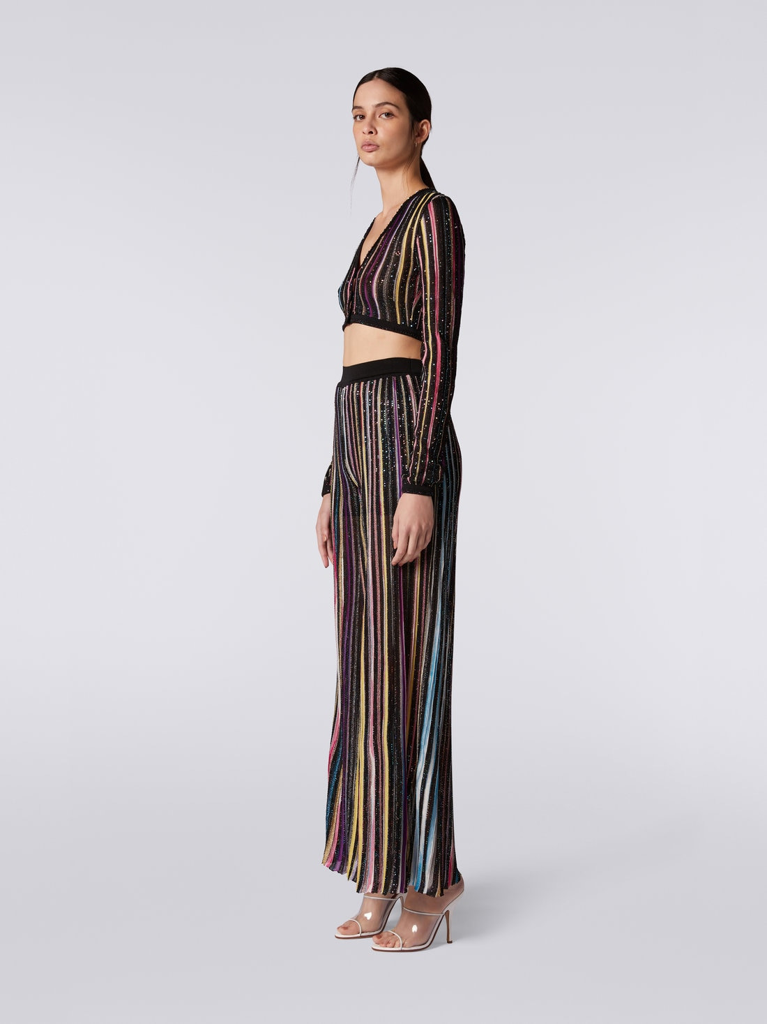 Striped palazzo trousers with sequins - 3