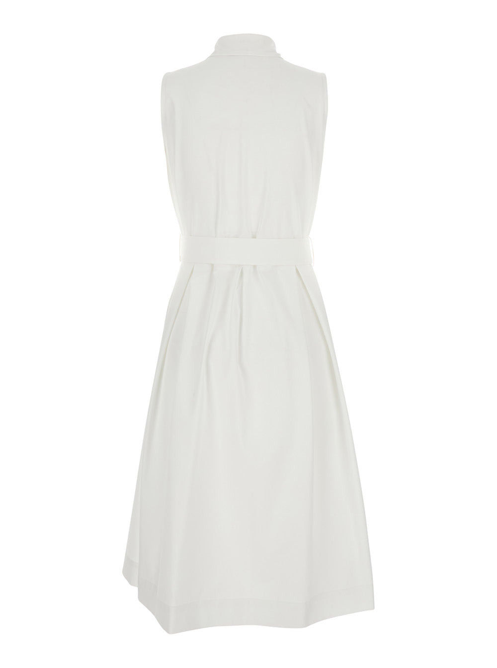 Herno Women White Sleeveless Dress With Classic Collar And Adjustable Belt In Tech Fabric Stretch Wo - 2
