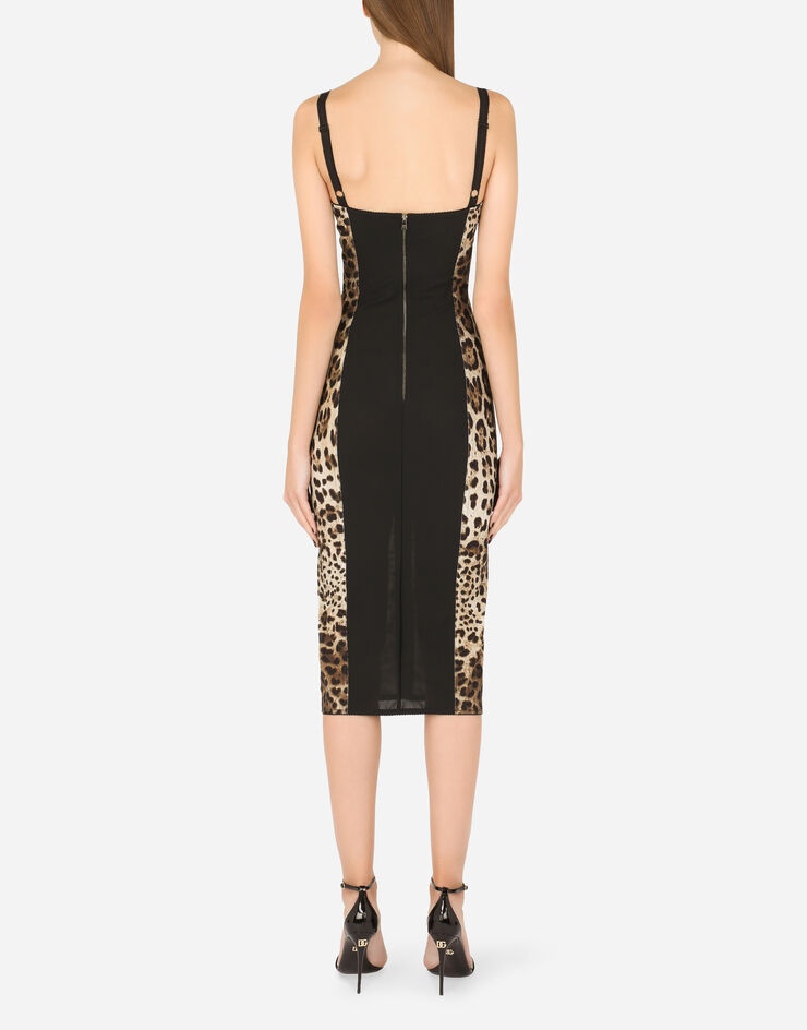 Marquisette calf-length dress with leopard print - 3