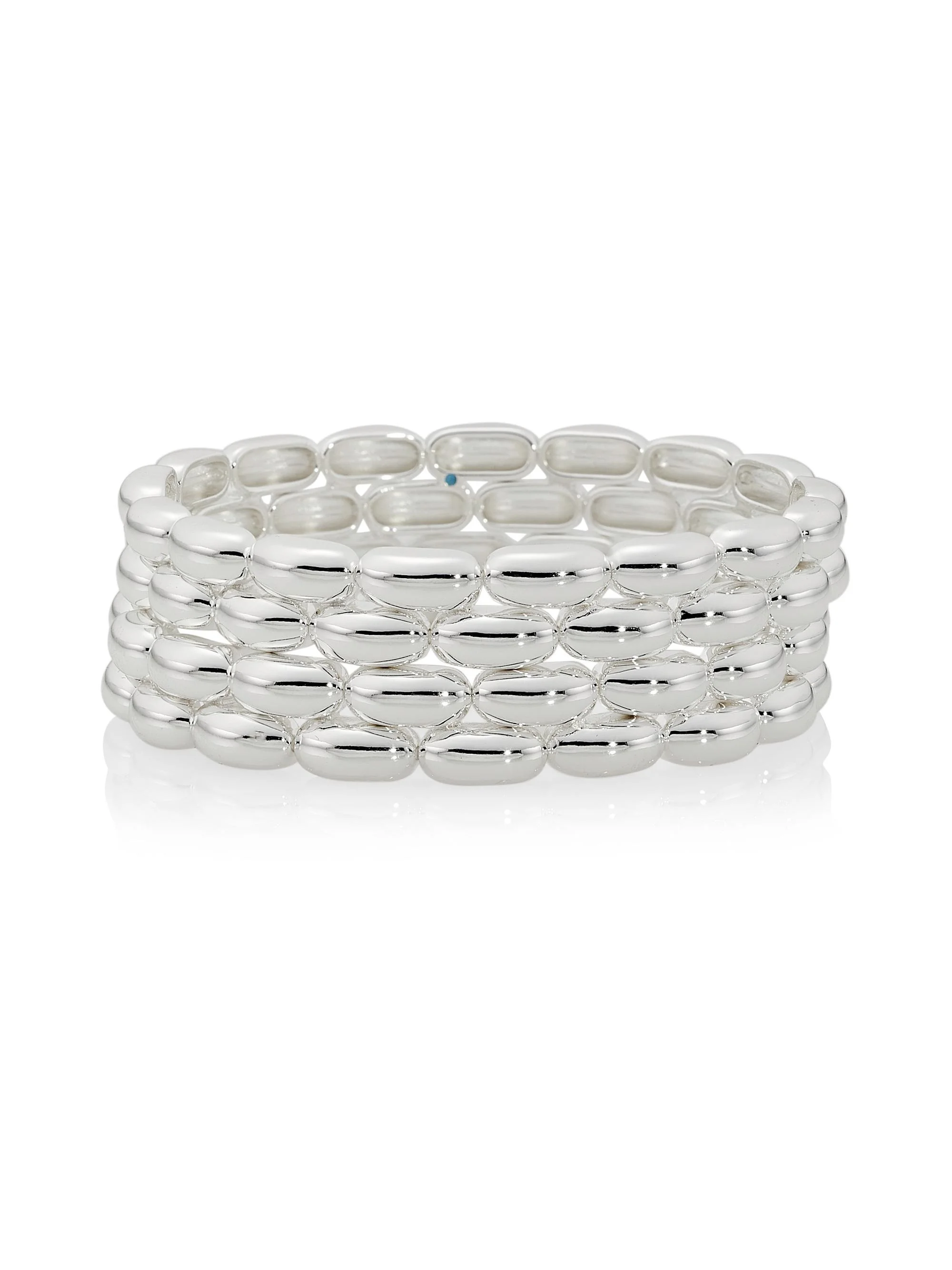 Women's Pillow 2-Piece Goldtone Stretch Bracelet Set - Bright Silver - 1