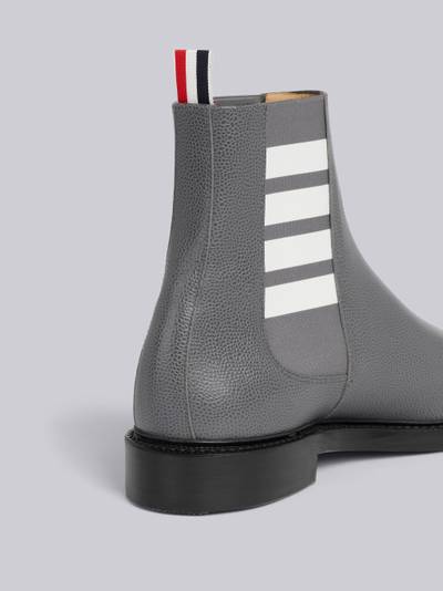 Thom Browne Medium Grey Pebble Grain Leather 4-Bar Leather Sole Chelsea Boot outlook