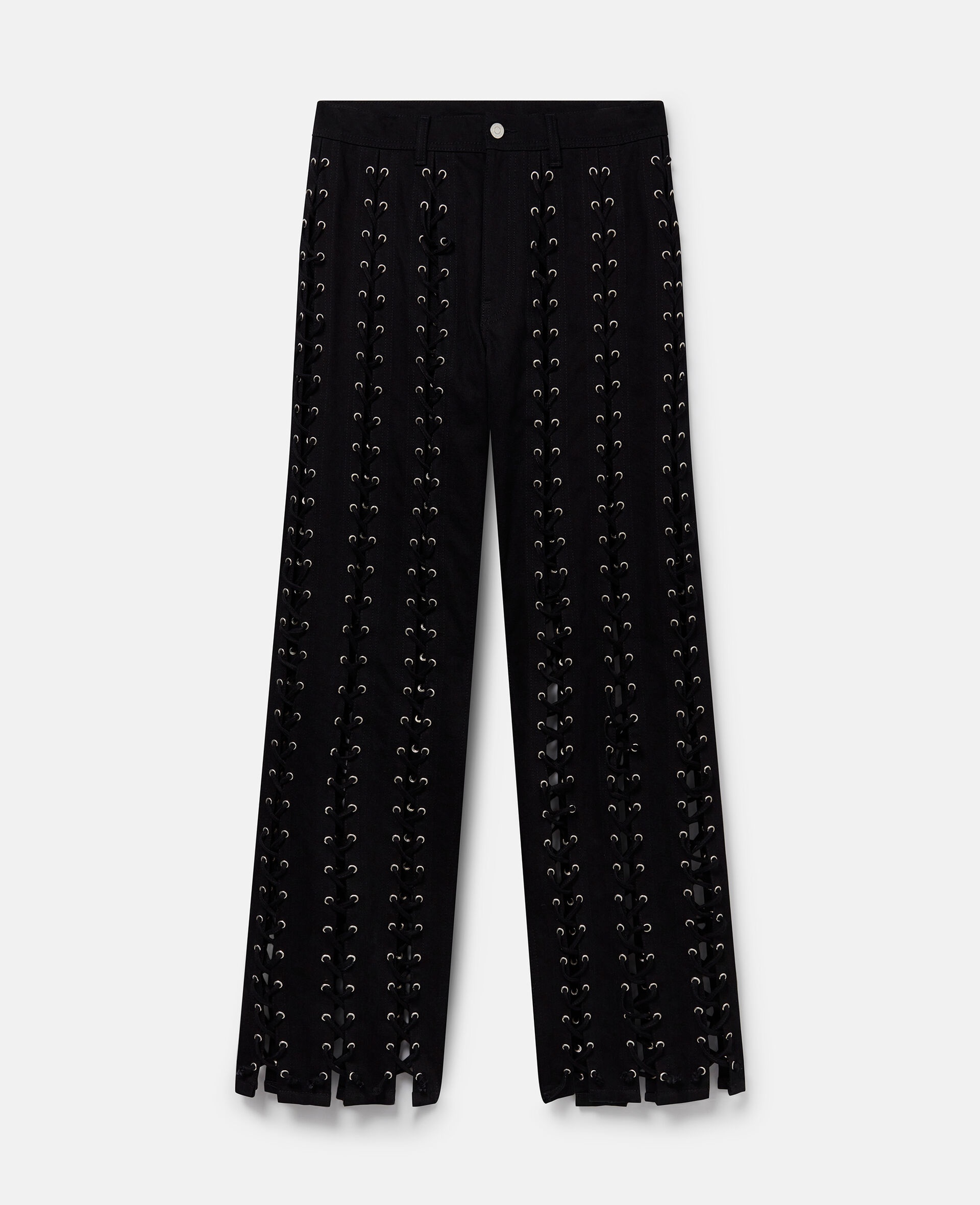 High-Rise Straight-Leg Whipstitched Denim Jeans - 1