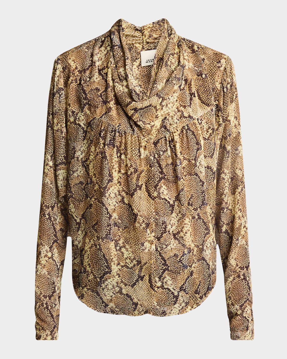 Cherley Snakeskin-Print Cowl-Neck Silk Top - 1