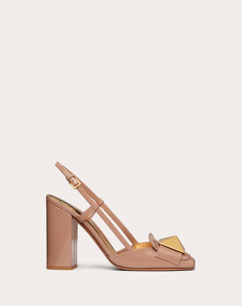 ONE STUD PATENT LEATHER SLINGBACK PUMP 100MM 1