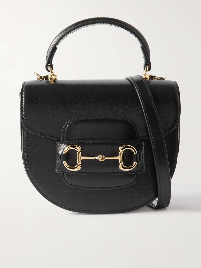 1955 horsebit-embellished textured-leather shoulder bag - 1