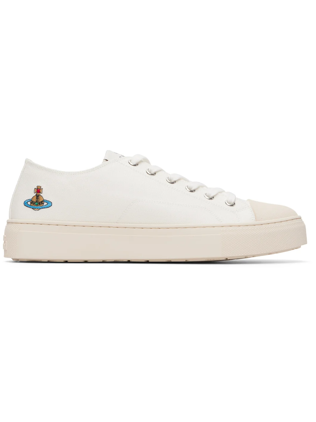 White Low Top Plimsoll Sneakers - 1