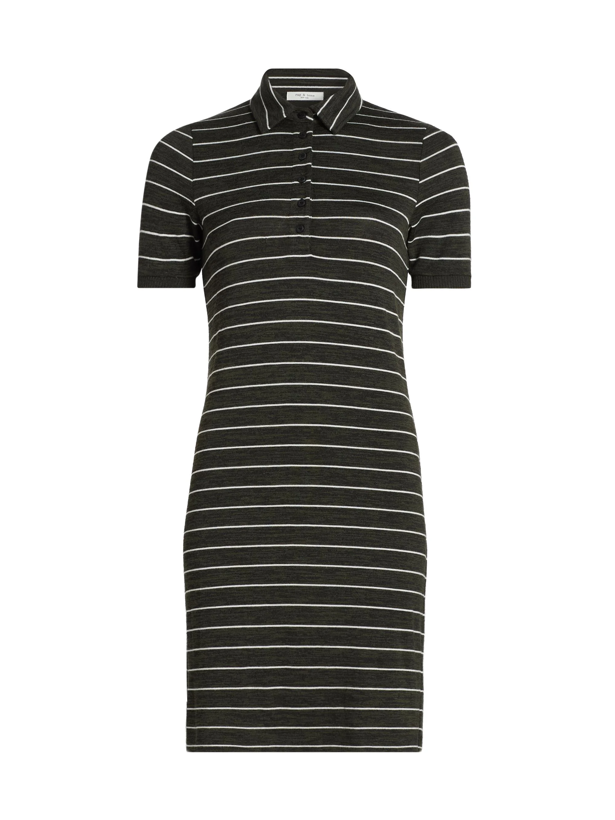 Women's Striped Knit Polo Minidress - Army Multi - 1