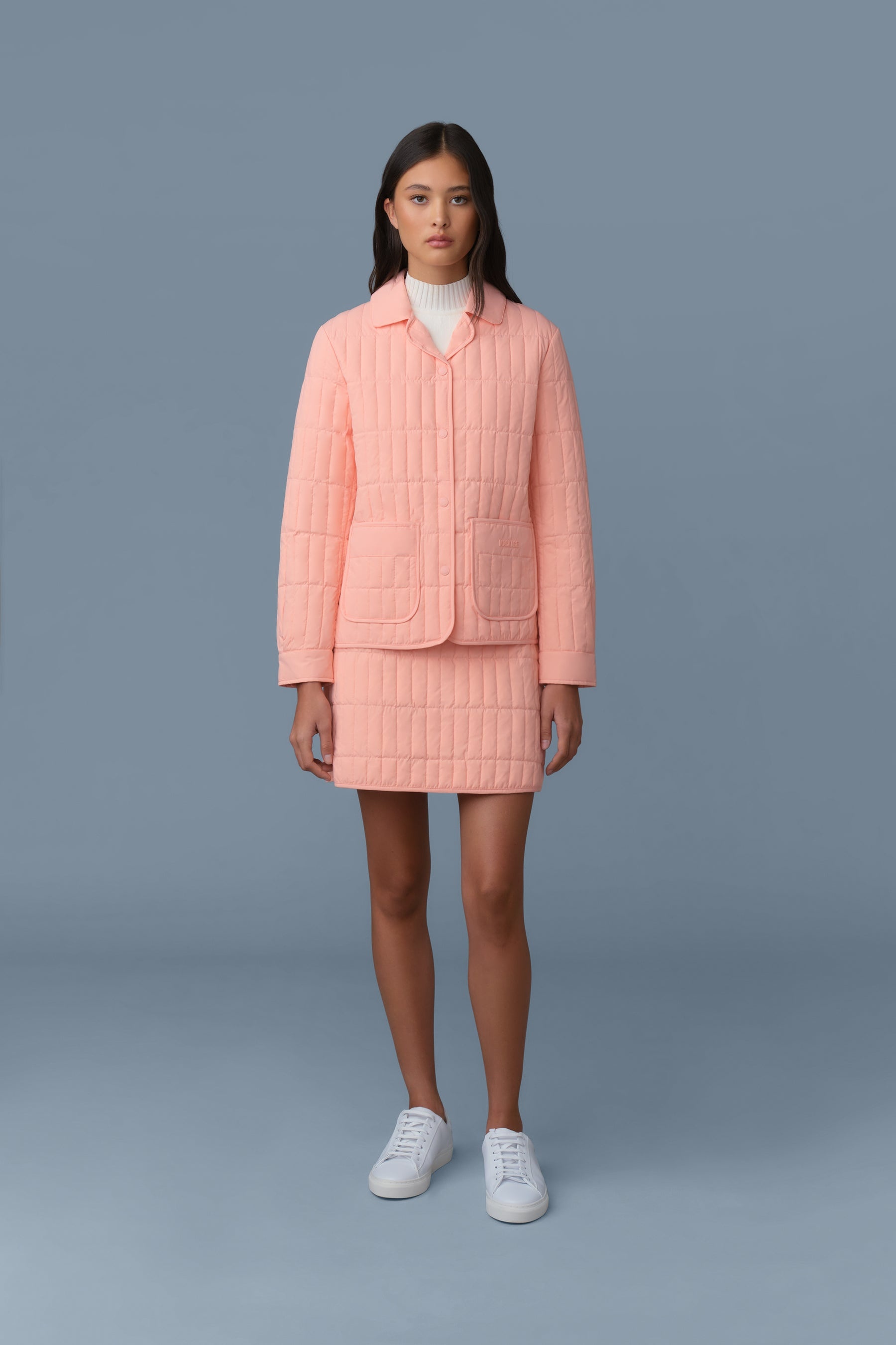 SIAN Vertical Quilted Jacket with Spread Collar - 3