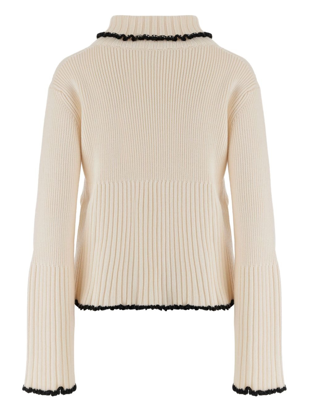 ribbed high-neck ruffled sweater - 3