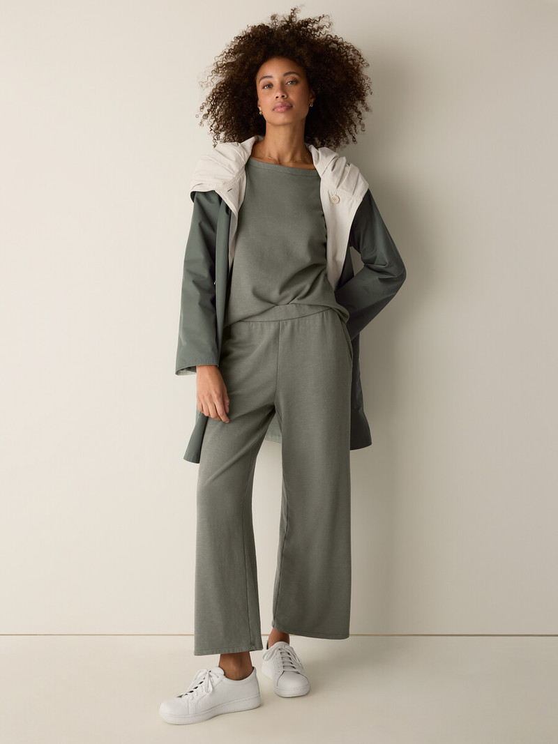 EILEEN FISHER Garment-Dyed Organic Cotton Terry Wide-Leg Pant outlook