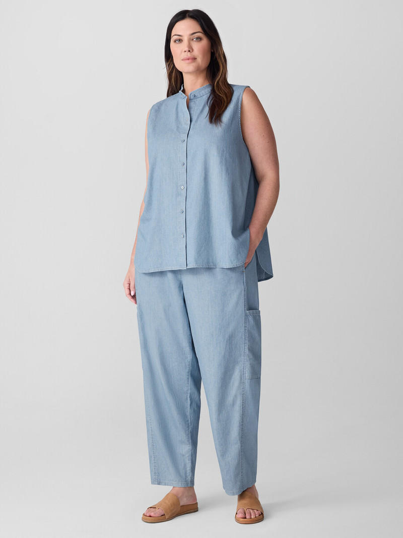 Airy Organic Cotton Twill Sleeveless Shirt 6