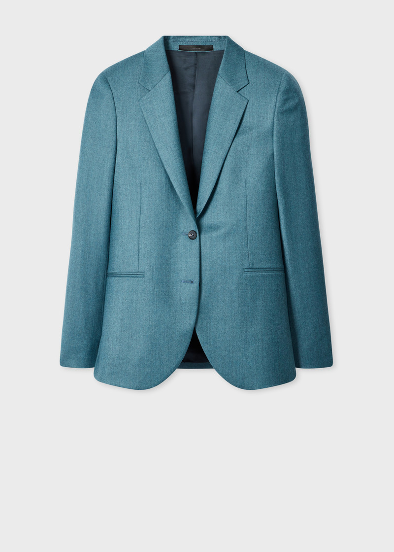 Women's Teal Wool-Cashmere Flannel Blazer 1