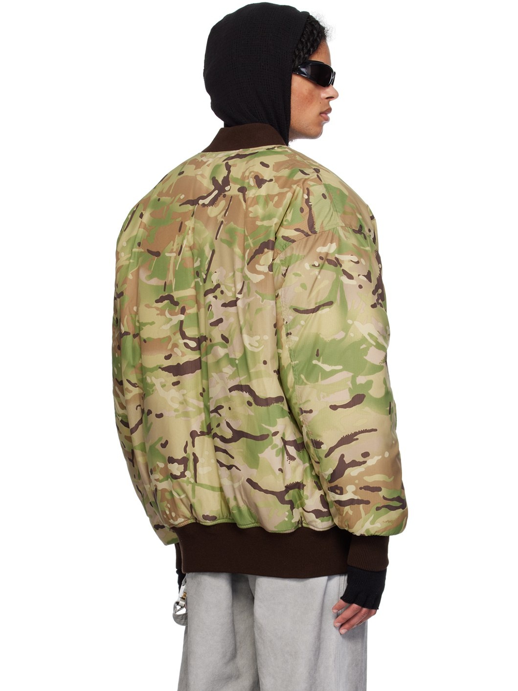 Green Oversized Camo Bomber Jacket - 3