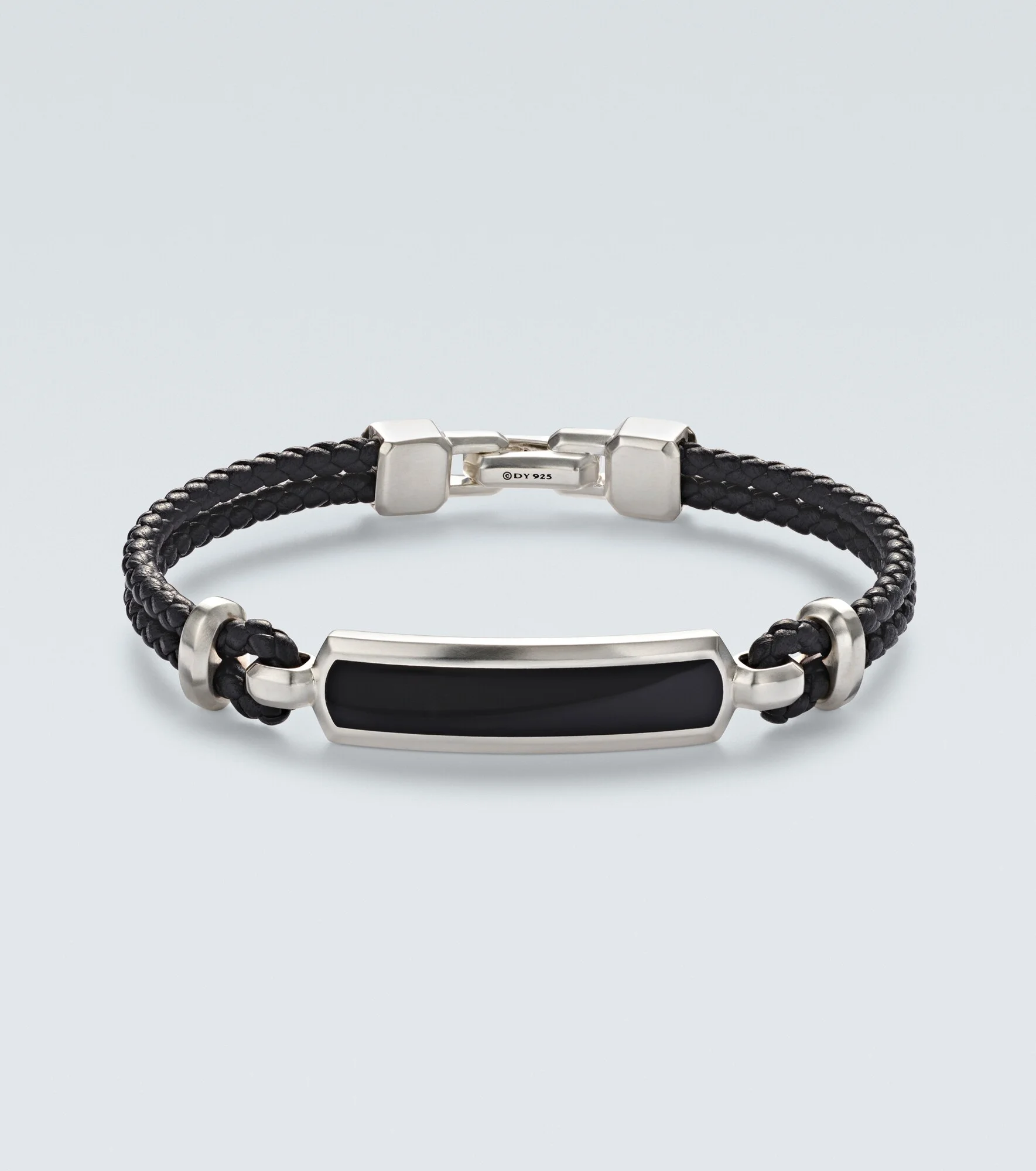 Streamline® sterling silver and leather bracelet with onyx - 1