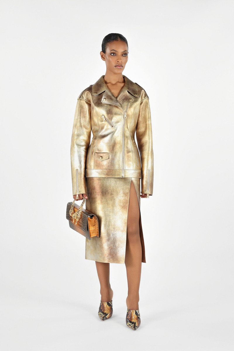 Roberto Cavalli Metallic Effect Biker Jacket outlook