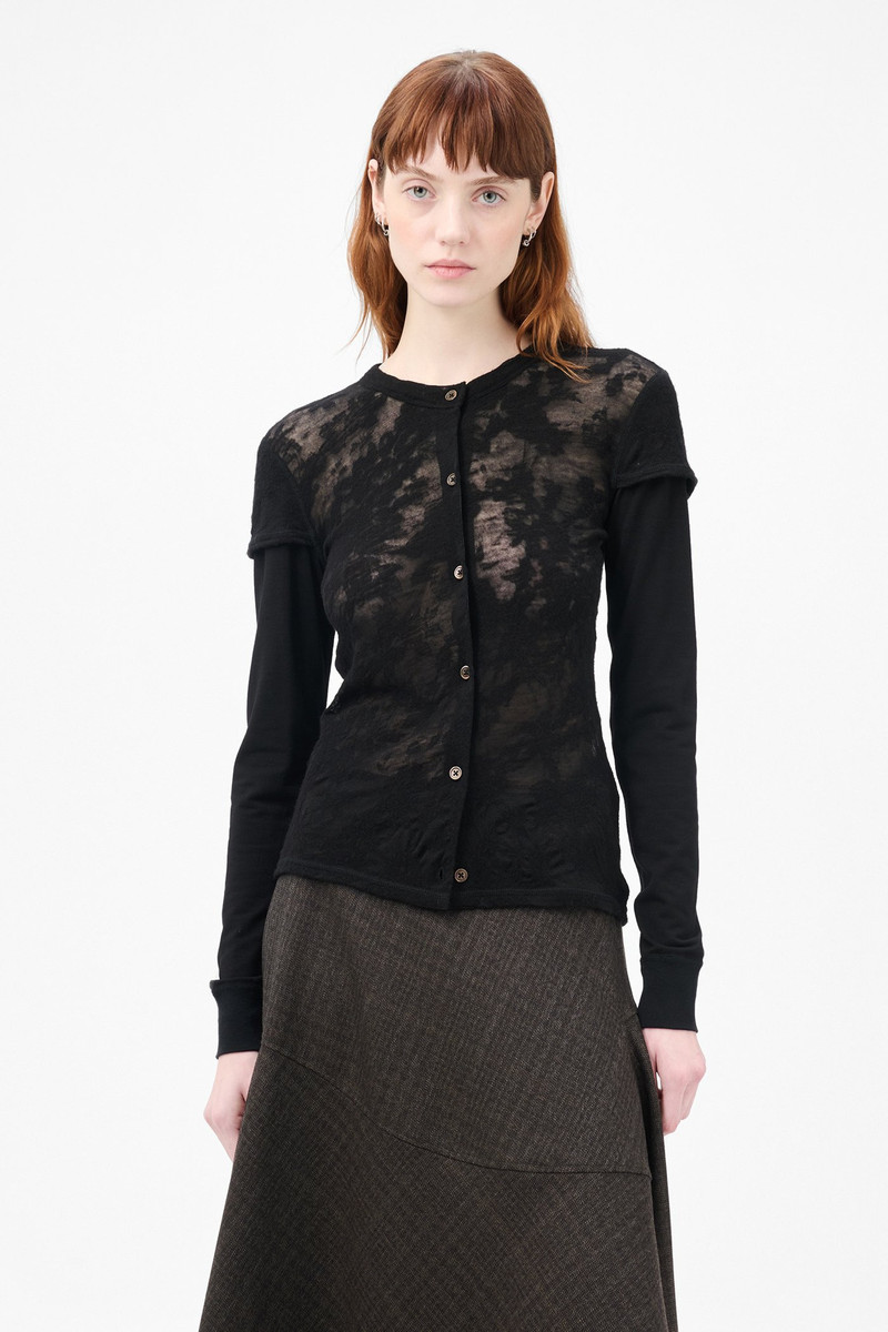 Heat Longsleeve Black Flower Jacquard Gauze 3