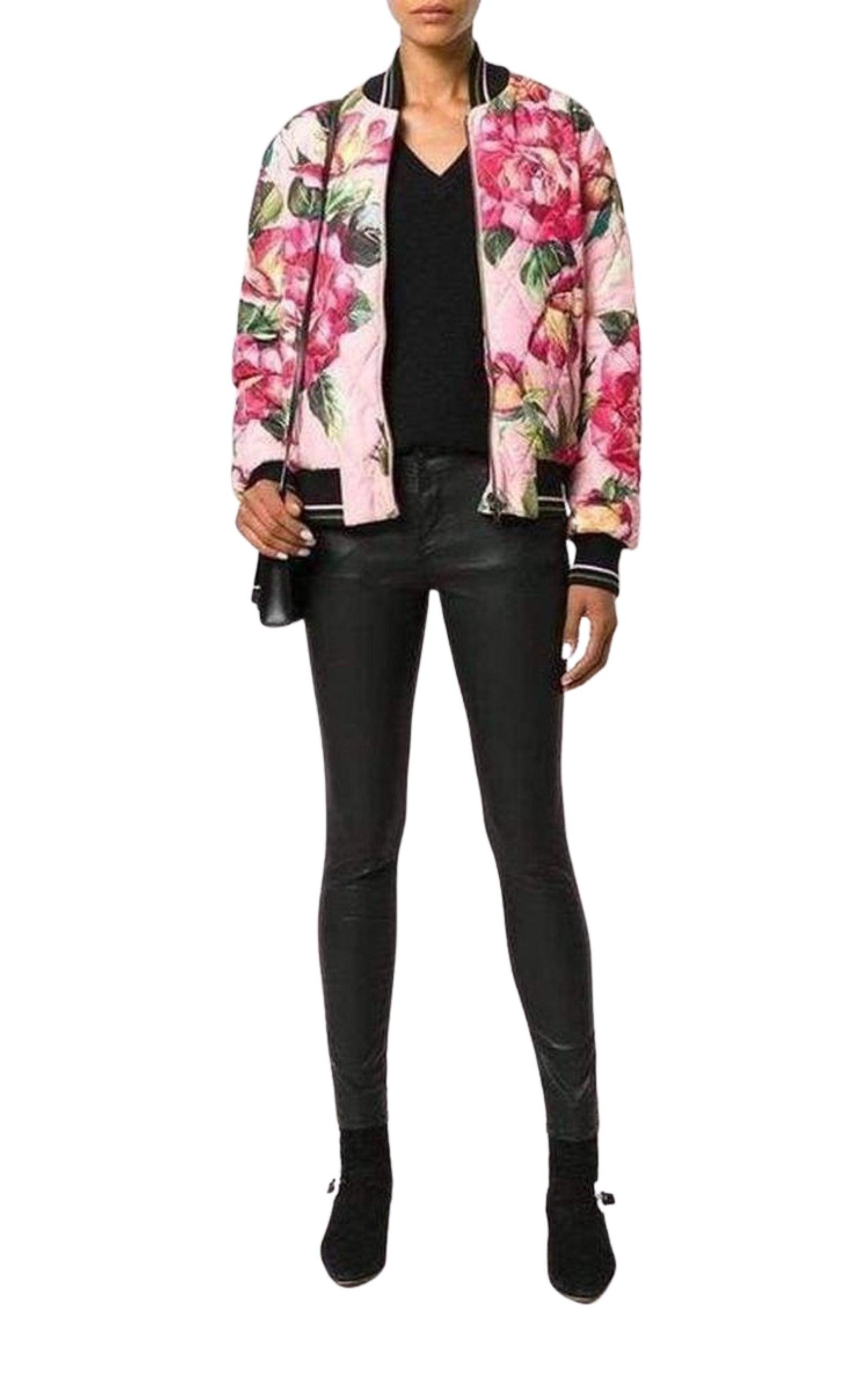 Rose Print Bomber Jacket - 2